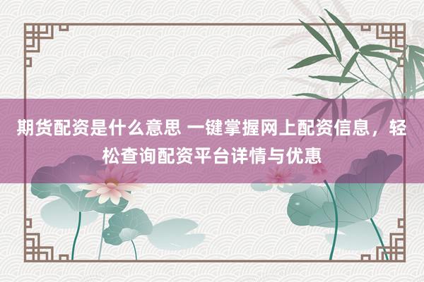 期货配资是什么意思 一键掌握网上配资信息，轻松查询配资平台详情与优惠
