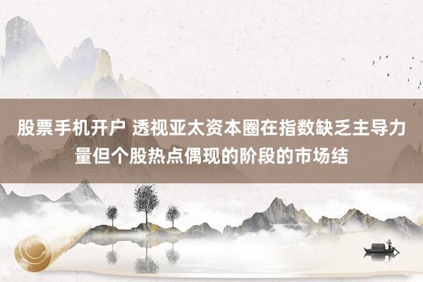 股票手机开户 透视亚太资本圈在指数缺乏主导力量但个股热点偶现的阶段的市场结